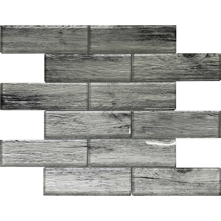 Apollo Tile Silver Wood Look Hexagon 4.83 sq.ft 11.8 in. x11.8 in. Glass Mosaic Tile, 5PK APLSRA9903EC52